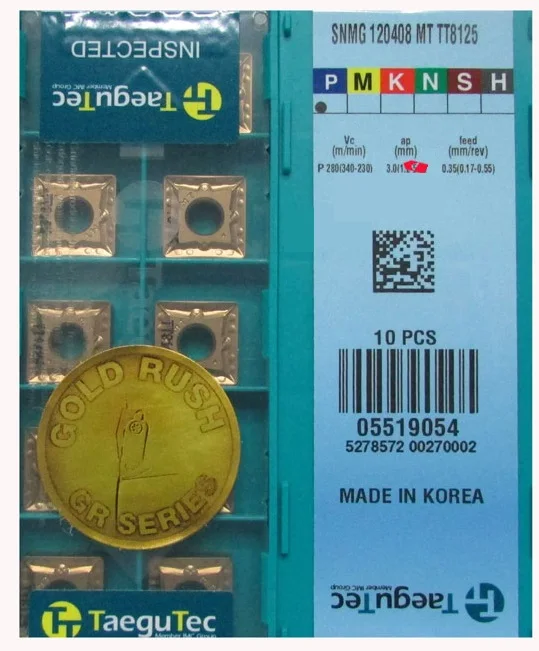 

Taegutec inserts SNMG 120408 MT TT8125 wholesale SNMG120408MT TT8125 for General turning of steel