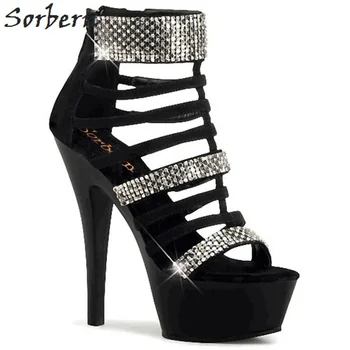 

Sorbern Luxury Party Rhinestone Shoes Sandals Designer Brand Fashion Custom Color Size 10 Zipper Open Toe Platform Summer Sandal