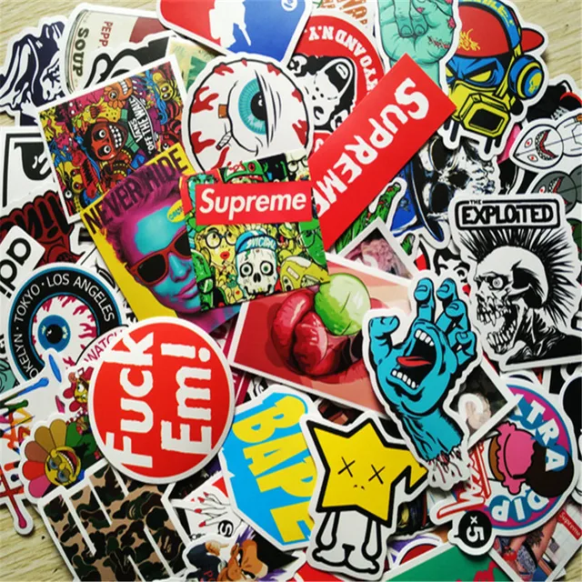 100pcs/lot All Different Colorful Wall Stickers Bicycle