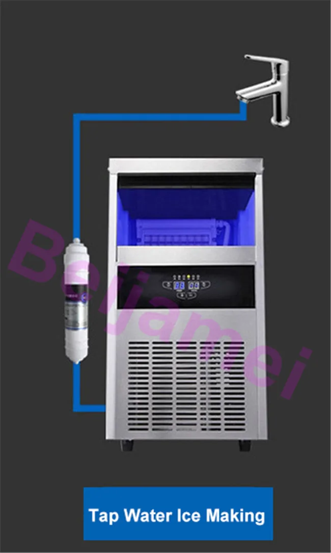 BEIJAMEI Новые быстрые машины для производства льда коммерческие электрические машина для производства льда для приготовления мороженых кубики - Цвет: 68kg Tap water
