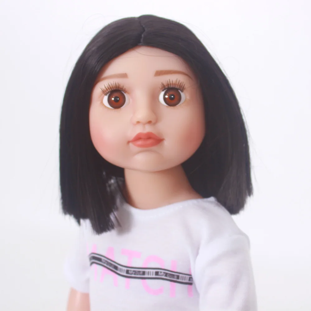 White T Shirt Pink Skirt Clothes For 18inch Girl Doll Short Hair