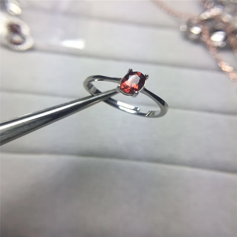 Женское кольцо с натуральным красным гранатом 4 Х6 мм|garnet ring for women|925 sterling gemstone