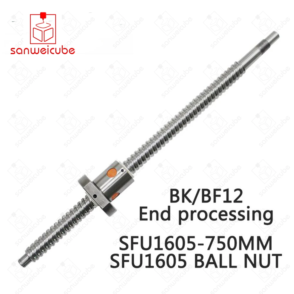 

SFU1605 16mm 1605 Ball Screw Rolled C7 ballscrew SFU1605 750mm with one 1605 flange single ball nut for CNC parts and machine