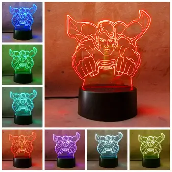 

New 2018 LED Bulb 7 Colorful Change 3D Figure Superman Night Light Table Lamp Desk Light Baby Creative Gift Bedside Lighting