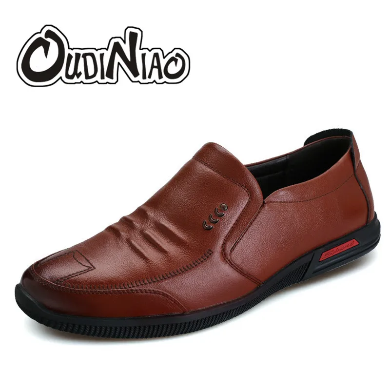 

OUDINIAO Mens Shoes 2019 Lace Up Slip On Hot Sale Casual Shoes Male Business Spring Split Leather Soild Black Shoes Men Dress