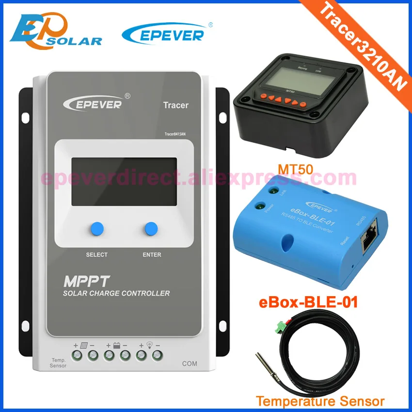 

12V charger regulator solar tracer portable mppt controller ble adapter temp sensor tracer3210AN+MT50 Meter 30A LCD display