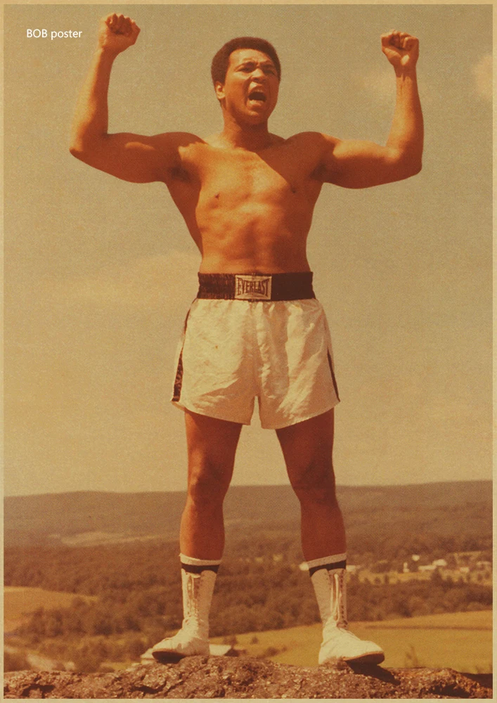 Плакат бокс Muhammad Ali ретро крафт-бумага ВИНТАЖНЫЙ ПЛАКАТ домашний декор художественные плакаты напечатанные с помощью шелковой ткани обои