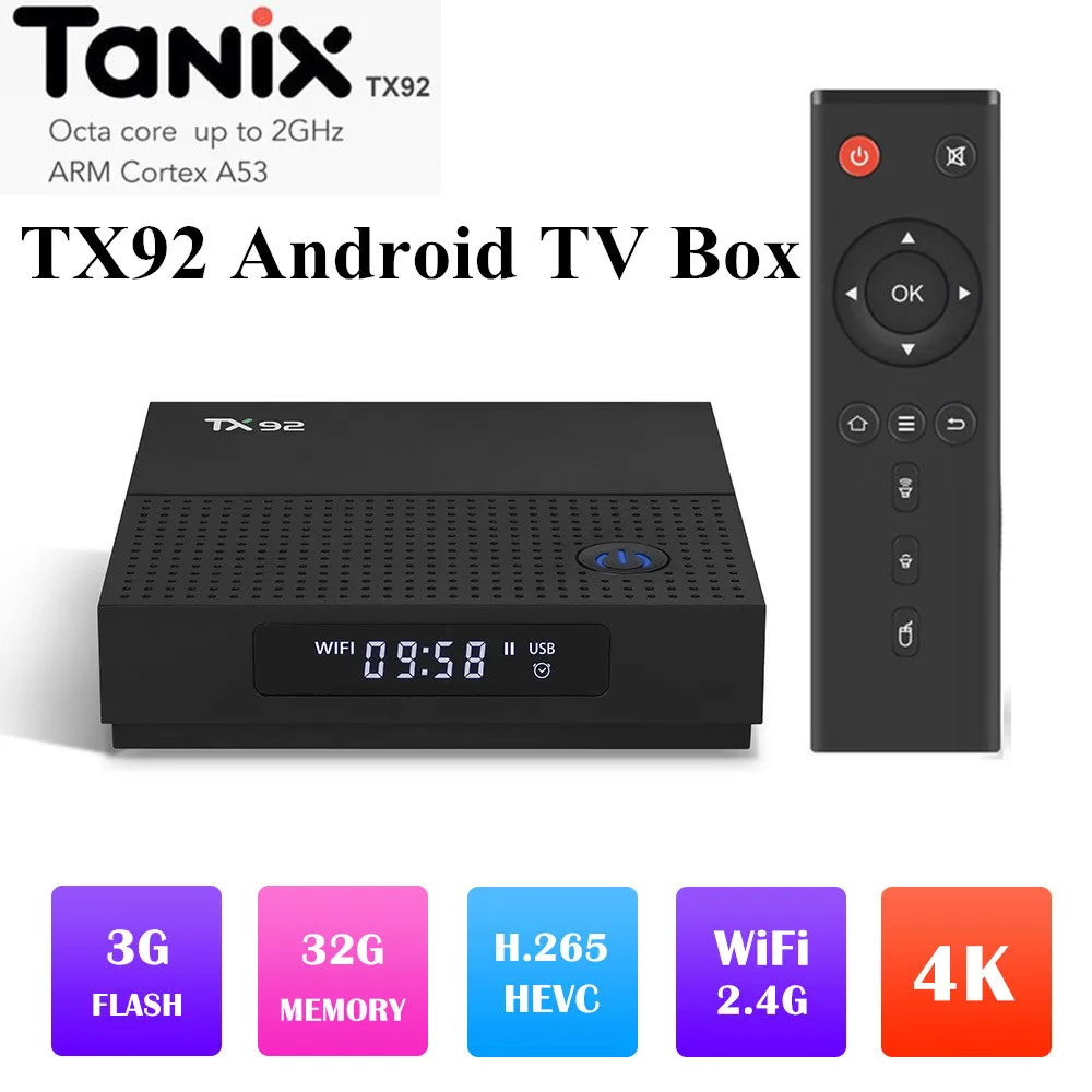 TANIX TX92 Amlogic S912 Восьмиядерный Android 7,1 3G ram 32G rom 2,4G/5 GHz Dual wifi Gigabit Lan DLNA Miracast 4K UHD BT KD tv Box