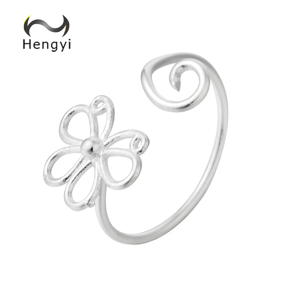 Hengyi цветок регулируемые кольца для Для женщин милые Стиль Прекрасный Изысканный невесты свадебные украшения Серебро 925 ювелирные изделия