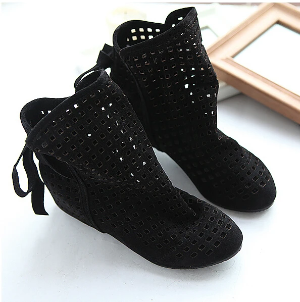 XDA/Большие размеры 34-43; женские летние ботинки; женские ботинки на низкой скрытой танкетке с вырезами; женская модельная Повседневная обувь; Лидер продаж; милая обувь из флока