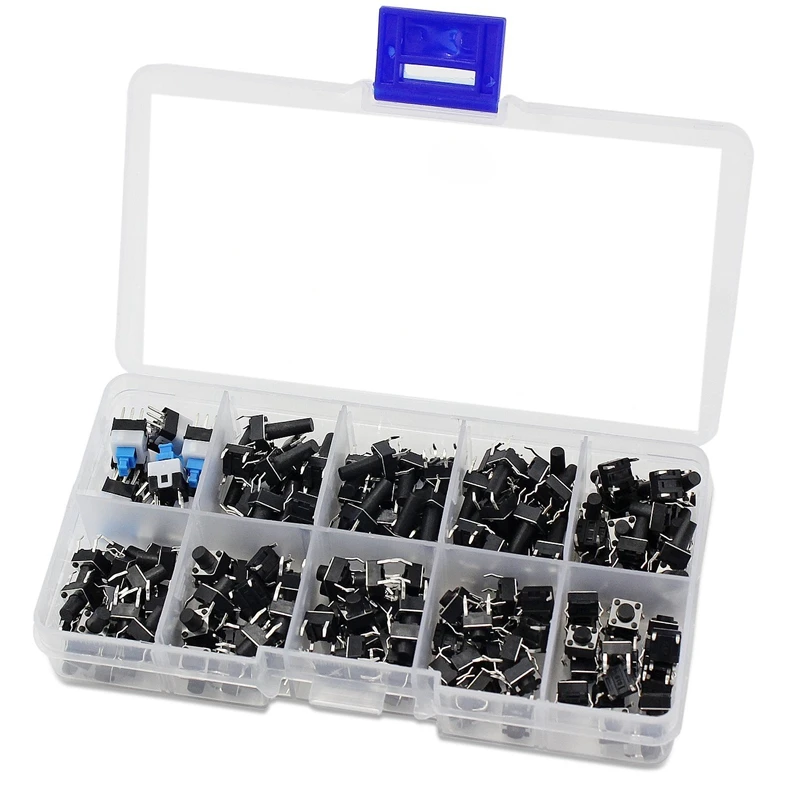 

175pcs 10 Kinds of 6x6 Smart Electronics Push Button Switch Tactile Push Button Switch Micro-Momentary Tact Assortment Kit