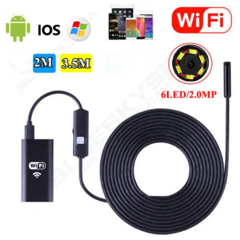 

8mm Wifi Endoscope Soft Cable Mini Smartphone Camera Android HD 720P Surveillance Tube Pipe Iphone Endoscope Ip67 Inspection