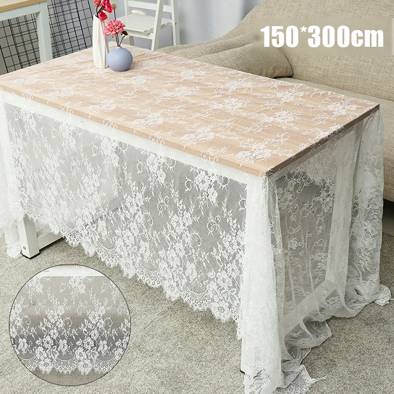 Vintage beyaz dantel masa örtüsü düğün dekor için saydam masa örtüsü  işlemeli masa örtüsü ev dekor 150*300cm - AliExpress