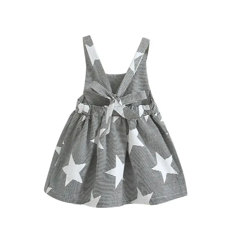 2017 Summer Baby Girls Dress Kids Girls Casual Sleeveless Beach Sundress Star Printed Stripe Party Dress