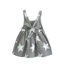 2017 Summer Baby Girls Dress Kids Girls Casual Sleeveless Beach Sundress Star Printed Stripe Party Dress
