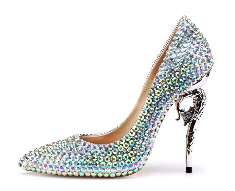 Newest Style Women Crystal Embellished Slip On Party High Heel Shoes ...