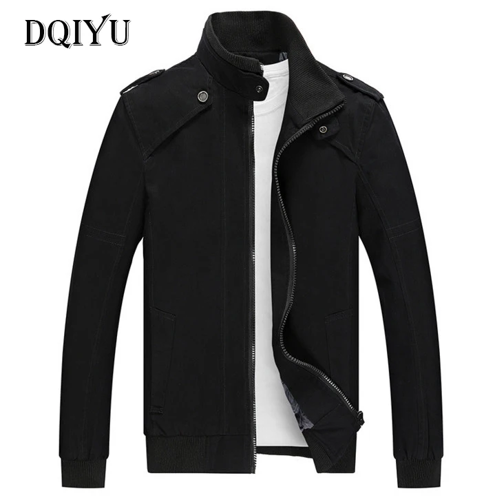 

DQIYU Men Jackets and Coats Spring Cotton Casual Jacket Men Slim Thin Coats Khaki Black Casaco Masculino