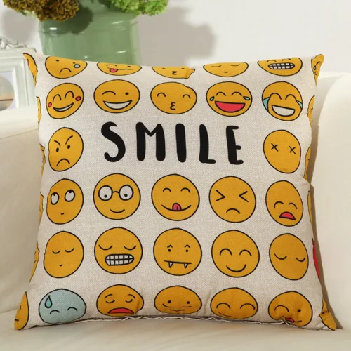 Us 14 24 5 Off 18x18inch Emoji Smile Face Throw Pillow Square 45x45cm Sofa Chair Car Seat Back Lumbar Cushion Emoticons Hold Pillows Pad Animal In