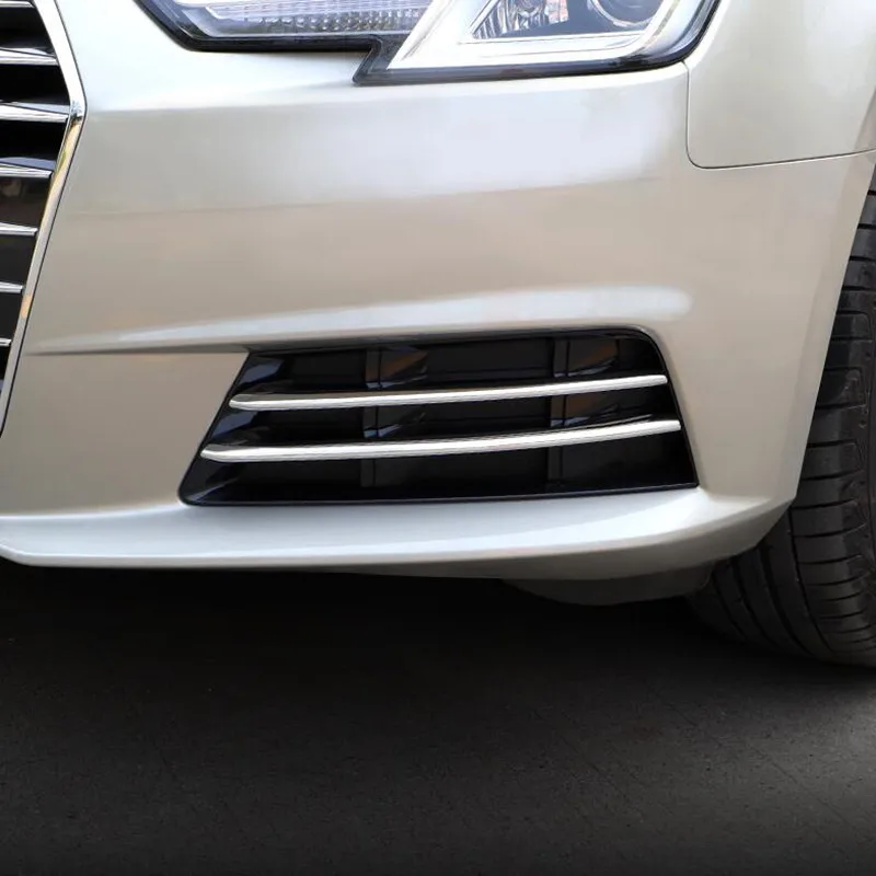 Хромированная антиблокировочная система передних тормозов противотуманных фар отделка полосы 4 шт. для Audi A4 Стильный автомобильный бампер украшения наклейки