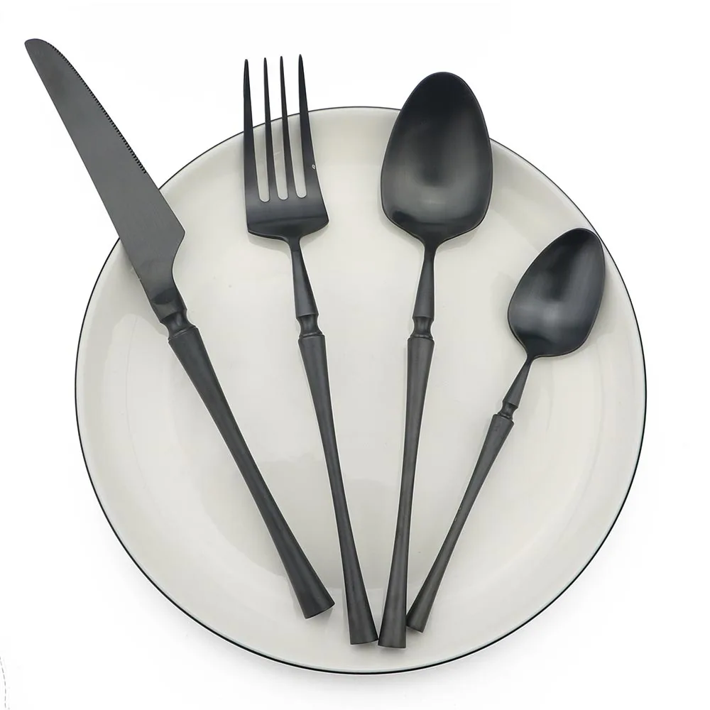 

Luxury Flatware Cutlery Set Black 304 Stainless Steel Dinnerware Tableware Set Rosy Golden Dinner Knife Fork Tea Coffee Spoon