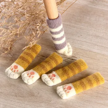 

4pcs/set Floor Protection Chair Foot Pad Leg Furniture Knitting Cover Chair Cat Paw Table Pads Non-Slip Floor Protector Socks