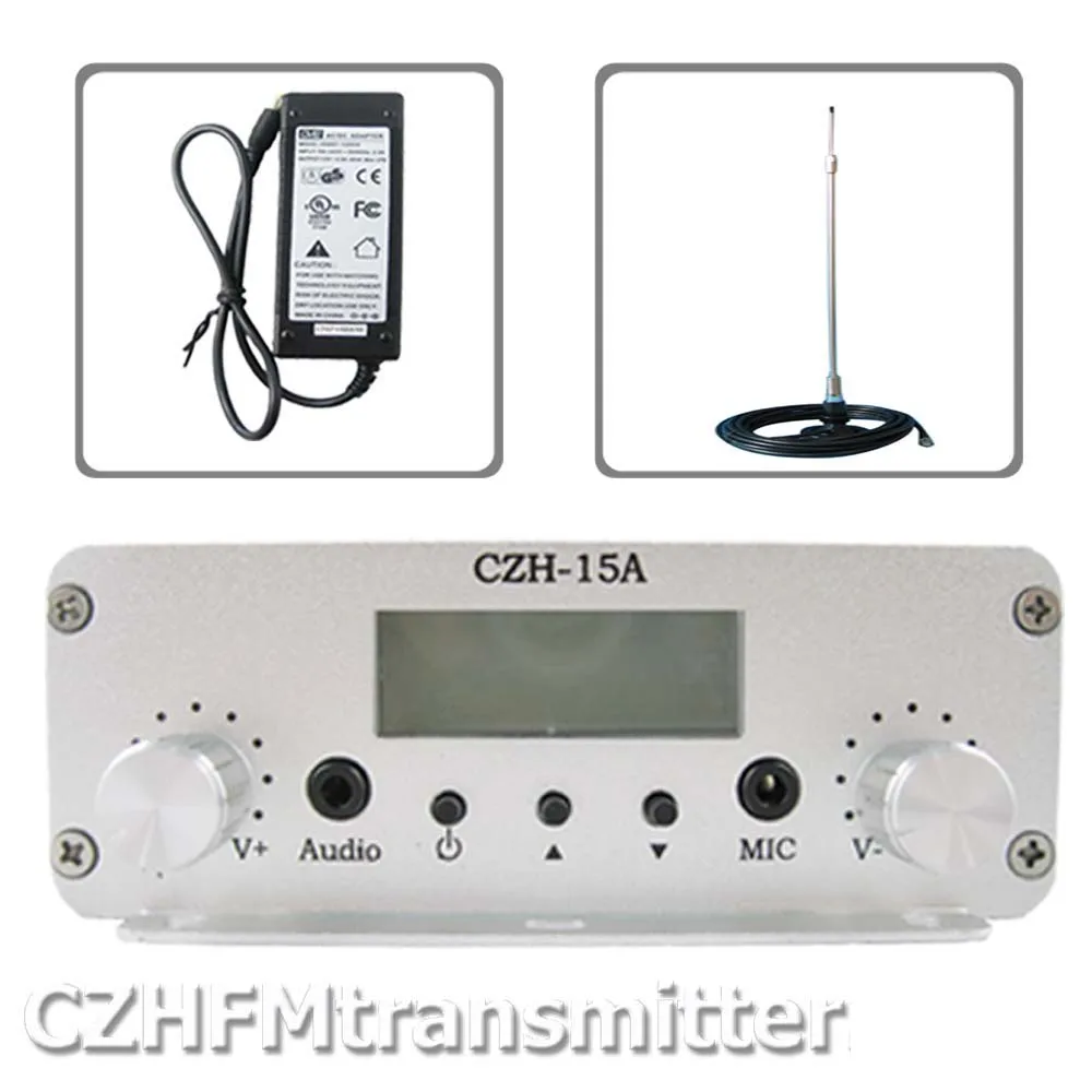 

FMUSER CZE-15A 15W FM stereo PLL broadcast transmitter radio 87.5-108mhz +antenna for car kit free shipping