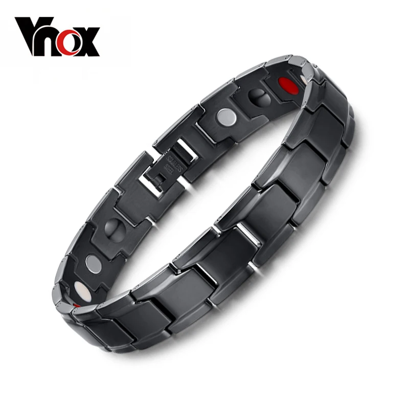 Health Magnetic Bracelet Men Jewelry Black Plated Stainless Steel Hand Bracelets Bijoux