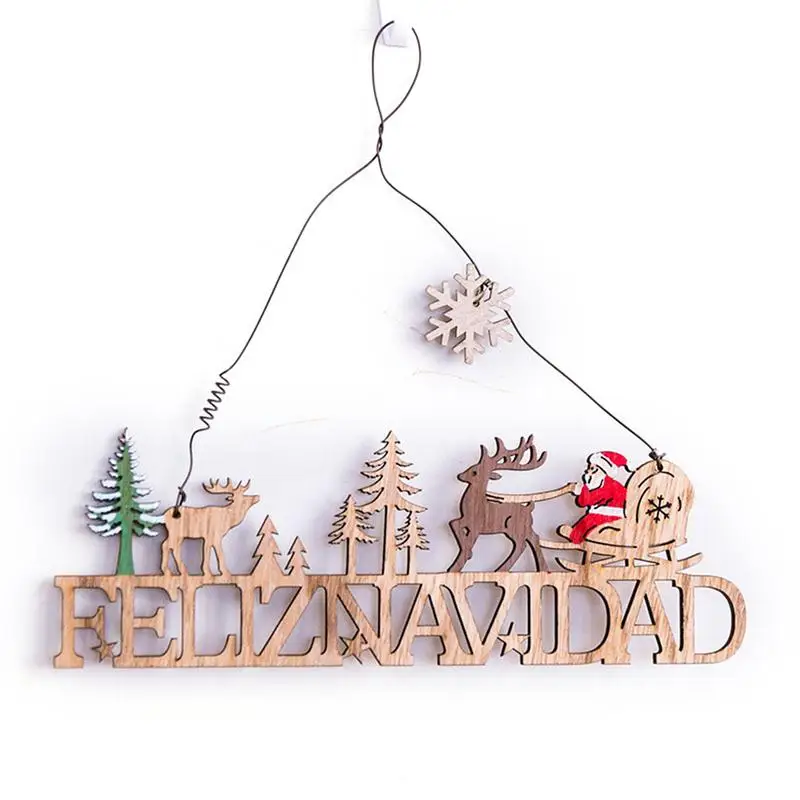 Рождественский деревянный кулон в форме дверцы креативный подвесной Санта-Клаус снеговик лося в форме деревянного кулона украшения окна комнаты - Цвет: D