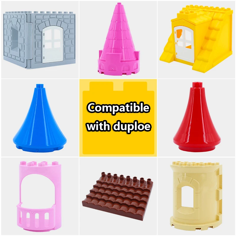 كبيرة اللبنات القلعة مشاهد التبعي جدار سقف سياج الأسلحة الطوب متوافق LegoINGS Duploe تجميع لعب للأطفال كبيرة اللبنات القلعة مشاهد التبعي جدار سقف سياج الأسلحة الطوب متوافق LegoINGS Duploe تجميع لعب للأطفال
