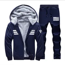 winter jacket men 2018 New plus velvet sweater suit teen fashion thick two-piece men hoodie 3 colors large size M-4XL BDLJ