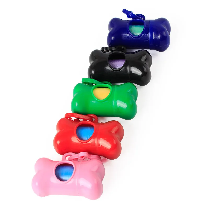 Pet Poop Bag Set Garbage Bag Carrier Holder Pet Dog Bone Shape Trash Bag Dispenser Storage Box Clean Up Waste Bag