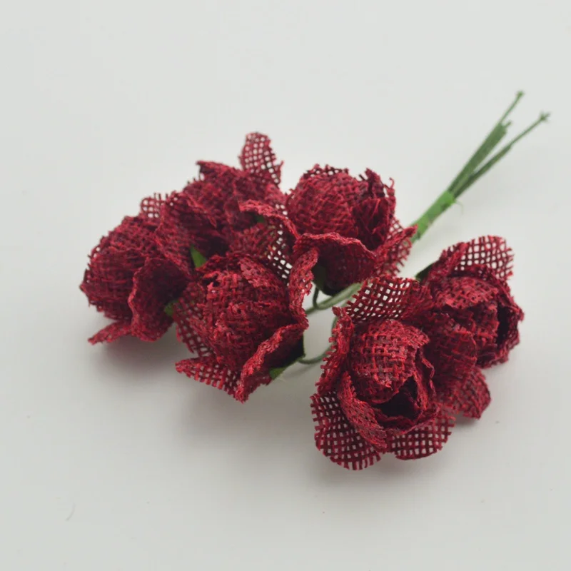 6 шт. декоративные джутовые цветы для дома свадьбы скрапбукинга|flower bouquet|artificial flower