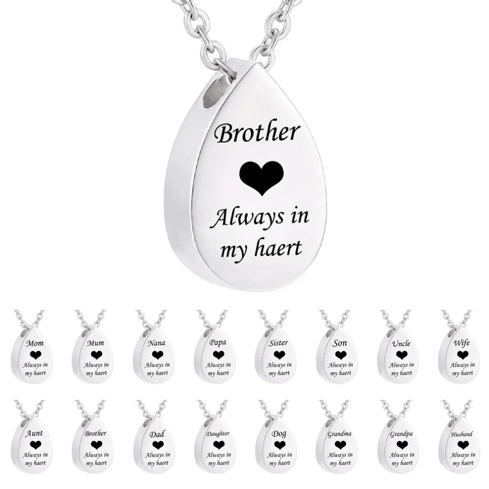 Memorial Jewelry Pendant For Ashes High Quality Silver Tone Tear Drop Cremation Urns for Dad Mom Grandma Husband | Украшения и