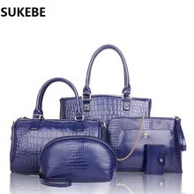 5 Unids/set Diseño de Cocodrilo Bolso de Las Mujeres de Moda Femenina Bolso de Cuero Mujeres Bolsa de Mensajero Bolsa Feminina