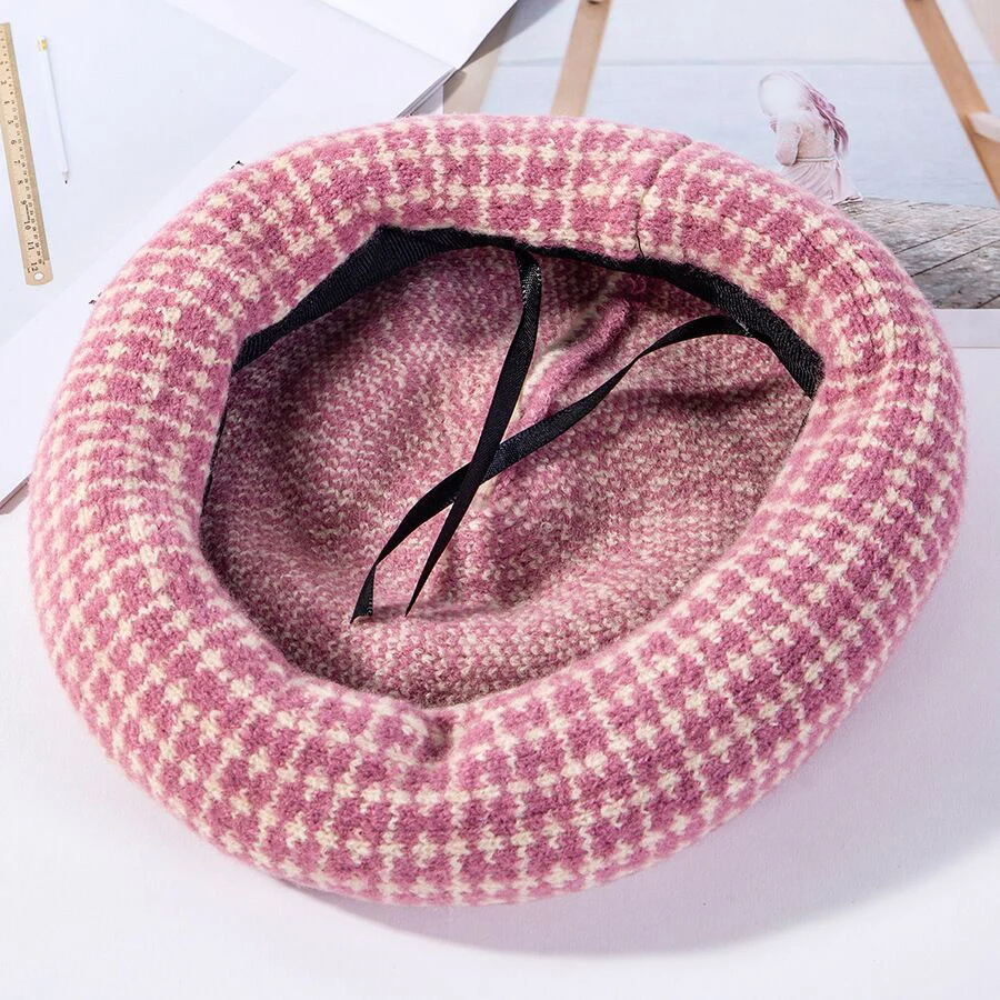 Winter Autumn Beret Hats Women Colorful Color Wool Berets Female Bonnet Cap Winter Warm Thicken Hat For Girls