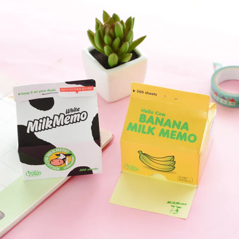 

300 Sheets Milk Shape Memo Pad Kawaii Stationery Office Supplies Post It Notepad Diy School Stationery Office Desk Decoration