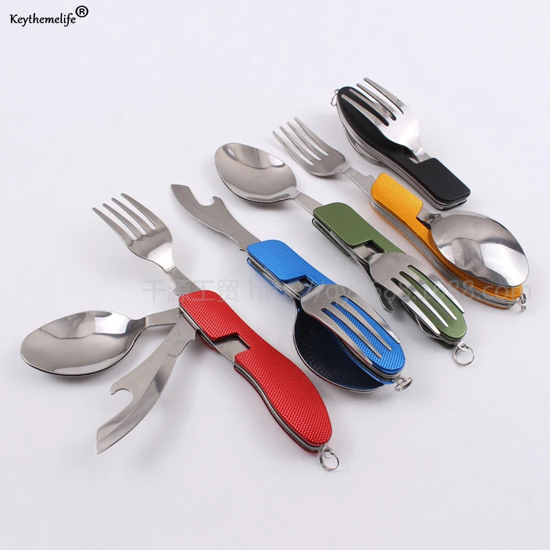 Keythemelife Camping Folding Tableware 3 in 1 Knife/ Forks/Spo ons