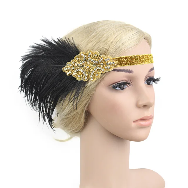 Buy KMVEXO Indian Style Black Feather Crystal Beaded