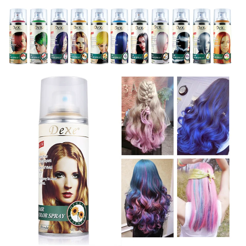 

138ml Dexe Hair Color Spray Disposable Temporary Hair Dye Colorful Spray Herbal Ingredient For Party Halloween Christmas