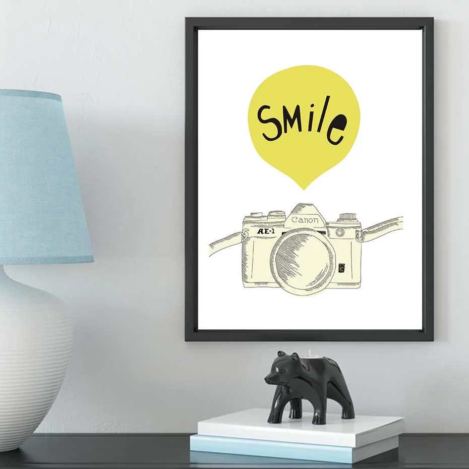 

Smile Simple Quote Motivational Poster Prints Black White Wall Art Canvas Painting Education Picture Home Decor