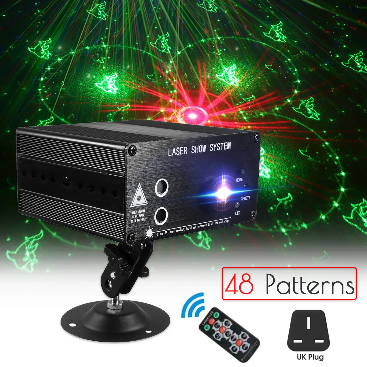 

48 Pattern Laser Projector Remote/Sound Controll Christmas Stage Light Effect RGB DJ Party Disco Light Christmas Decoration