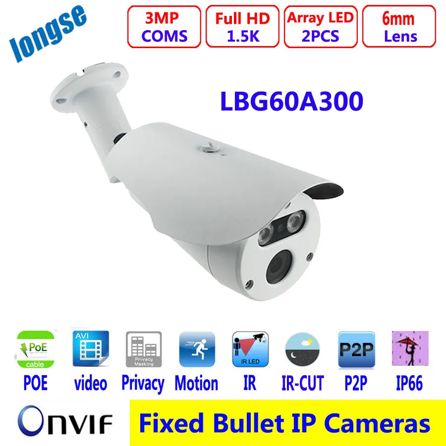 1 2 8 SONY 3 2MP IP Camera 6mm board Lens 2pcs Array led 3D NR
