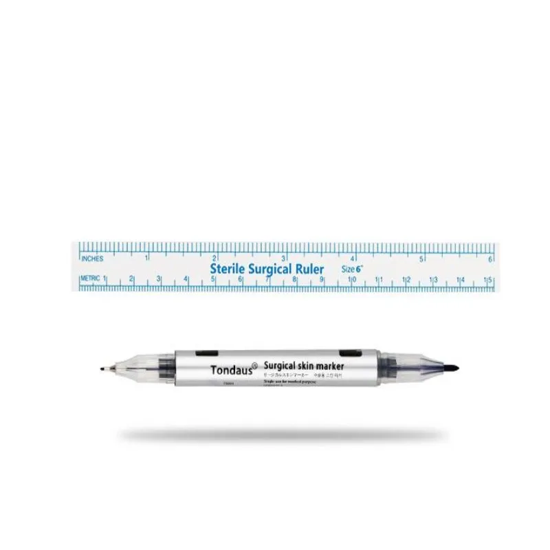 2 Head Measuring Ruler Scribe Tool Skin Marker Pen With MeasureFor Tattoo Eyebrow Lip Piercing Permanent Makeup