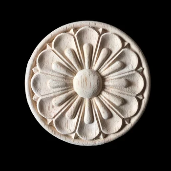 

10PCS Wood Carving Natural Wood Appliques for Furniture Cabinet Unpainted Wooden Mouldings Decal home Decorative 30CM
