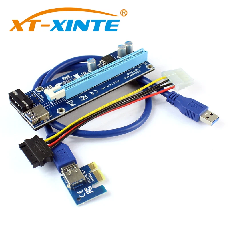 

PCI-E PCIE 1X to 16X Graphics Card Extender Cable Strengthen Power Supply 4Pin Riser Adapter Card for Bitcoin Mining Miner BTC