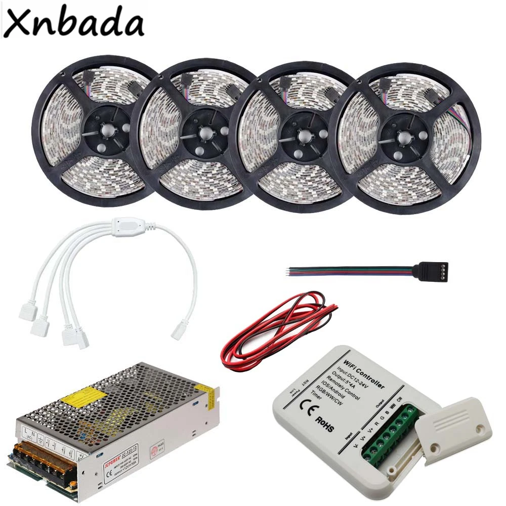 

SMD2835 60Leds/m RGB Led Strip Light Include Magic Home WIFI RGBW Led Controller DC12V Power Supply Kit 5M 10M 15M 20M