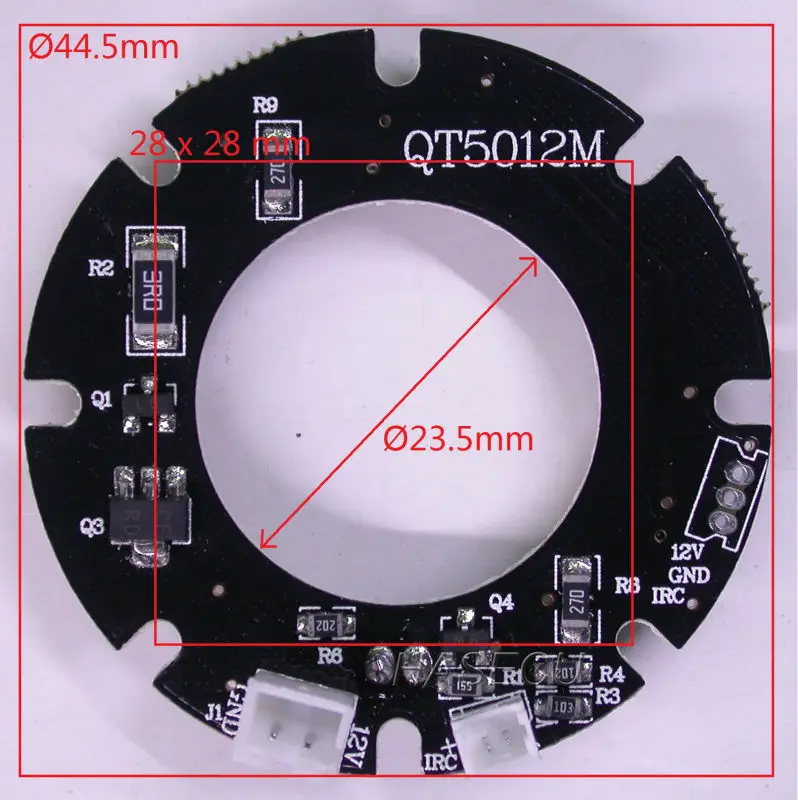 Чистый инфракрасный 12x ИК светодиодный щит для камер видеонаблюдения ночного видения(внешний диаметр 44,5 мм/внутренний 23,5 мм