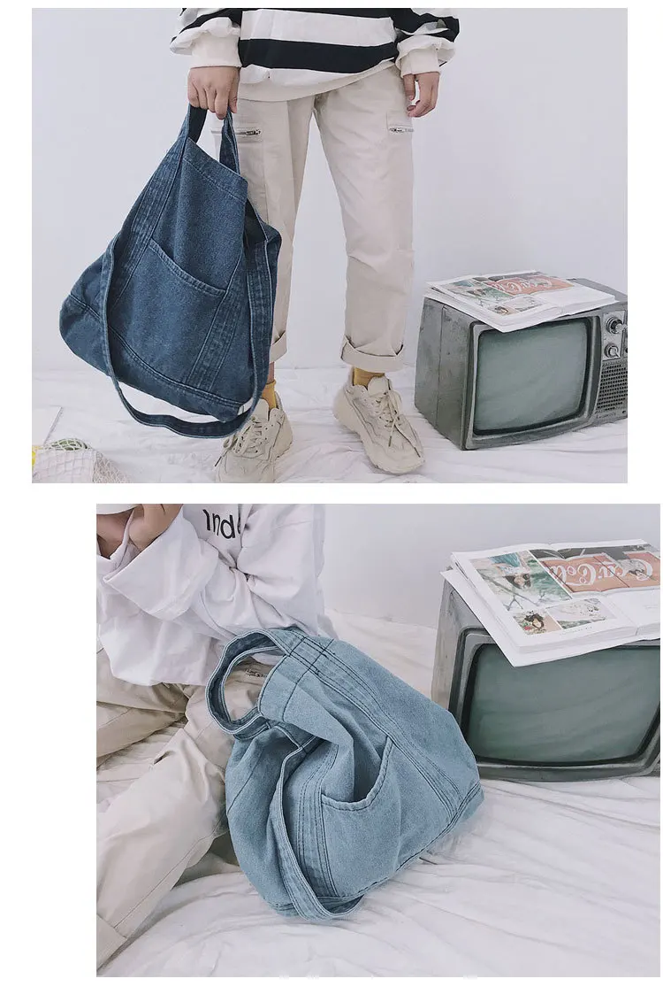 Женская сумка на плечо, большая вместительность, ковбойские джинсы, сумка через плечо, повседневная сумка для покупок, модные пляжные сумки
