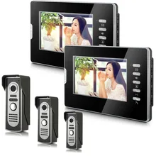 YobangSecurity 7″ Color Video Door Phone Door Chime Wired Video Intercom Doorbell Intercom System 3 Camera 2 Monitor for Home