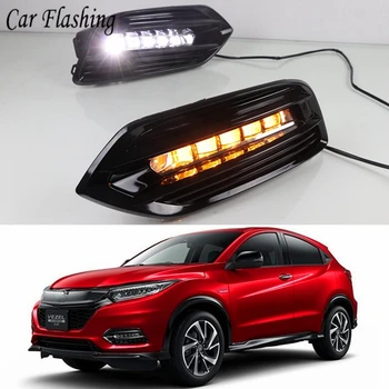 

2PCS LED Daytime Running Light For Honda HRV HR-V Vezel 2019 Yellow Turn Signal Function 12V Car DRL Fog Lamp Decoration